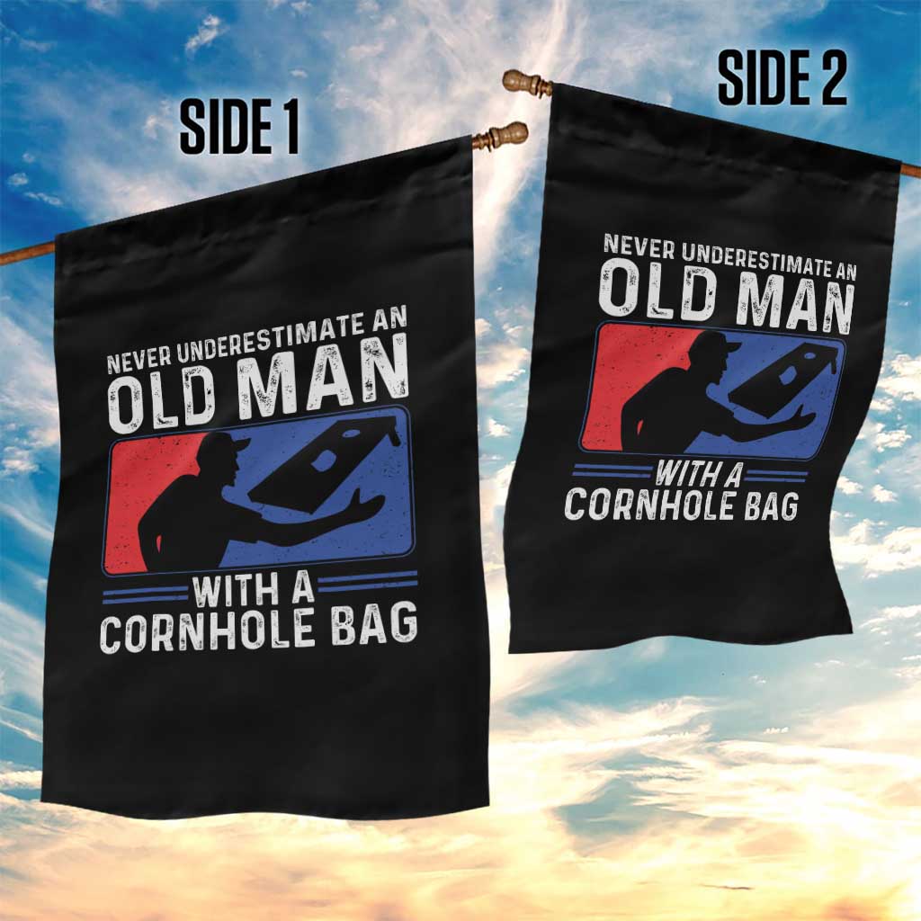 Funny Cornhole Player Garden Flag Never Underestimate An Old Man With A Cornhole Bag