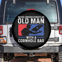 Funny Cornhole Player Spare Tire Cover Never Underestimate An Old Man With A Cornhole Bag