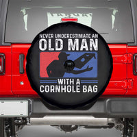 Funny Cornhole Player Spare Tire Cover Never Underestimate An Old Man With A Cornhole Bag