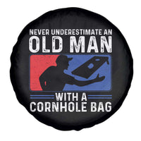 Funny Cornhole Player Spare Tire Cover Never Underestimate An Old Man With A Cornhole Bag