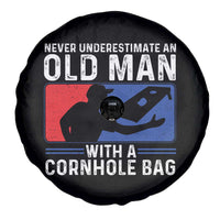 Funny Cornhole Player Spare Tire Cover Never Underestimate An Old Man With A Cornhole Bag