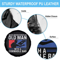Funny Cornhole Player Spare Tire Cover Never Underestimate An Old Man With A Cornhole Bag