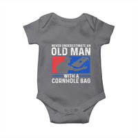 Funny Cornhole Player Baby Onesie Never Underestimate An Old Man With A Cornhole Bag