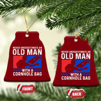 Funny Cornhole Player Ceramic Ornament Never Underestimate An Old Man With A Cornhole Bag