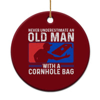 Funny Cornhole Player Ceramic Ornament Never Underestimate An Old Man With A Cornhole Bag