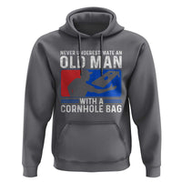 Funny Cornhole Player Hoodie Never Underestimate An Old Man With A Cornhole Bag