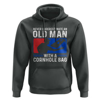 Funny Cornhole Player Hoodie Never Underestimate An Old Man With A Cornhole Bag