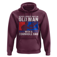 Funny Cornhole Player Hoodie Never Underestimate An Old Man With A Cornhole Bag