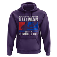 Funny Cornhole Player Hoodie Never Underestimate An Old Man With A Cornhole Bag