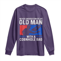 Funny Cornhole Player Long Sleeve Shirt Never Underestimate An Old Man With A Cornhole Bag