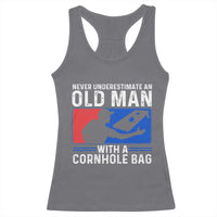 Funny Cornhole Player Racerback Tank Top Never Underestimate An Old Man With A Cornhole Bag