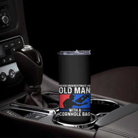Funny Cornhole Player Skinny Tumbler Never Underestimate An Old Man With A Cornhole Bag