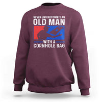 Funny Cornhole Player Sweatshirt Never Underestimate An Old Man With A Cornhole Bag