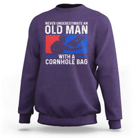 Funny Cornhole Player Sweatshirt Never Underestimate An Old Man With A Cornhole Bag
