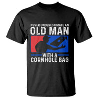 Funny Cornhole Player T Shirt Never Underestimate An Old Man With A Cornhole Bag