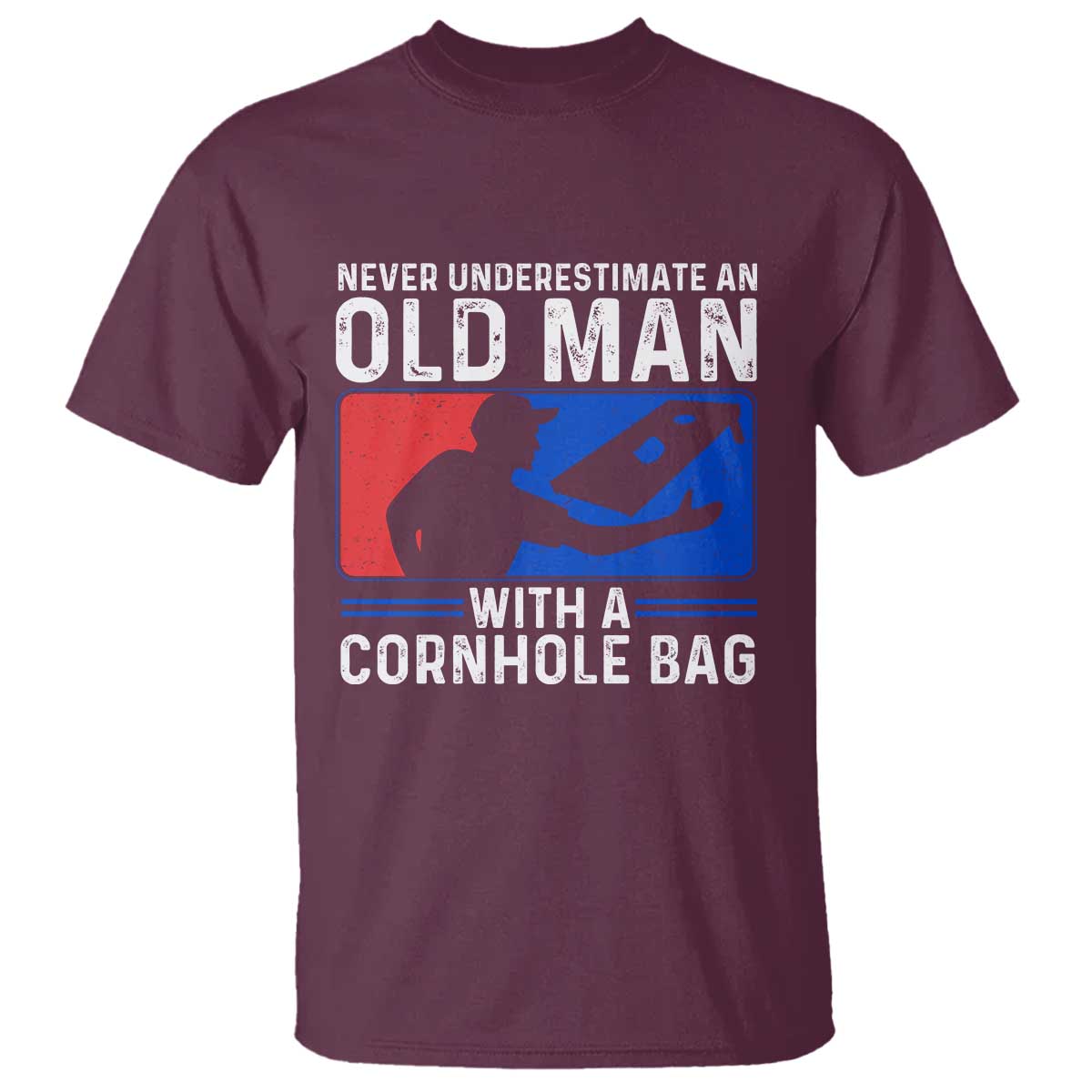 Funny Cornhole Player T Shirt Never Underestimate An Old Man With A Cornhole Bag