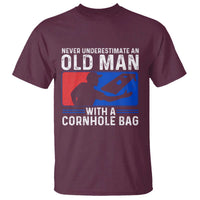 Funny Cornhole Player T Shirt Never Underestimate An Old Man With A Cornhole Bag