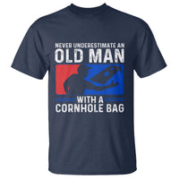 Funny Cornhole Player T Shirt Never Underestimate An Old Man With A Cornhole Bag