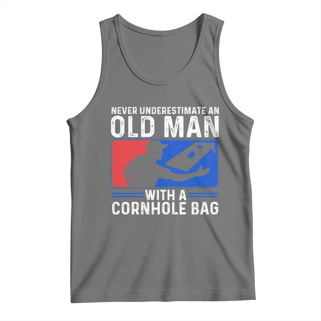 Funny Cornhole Player Tank Top Never Underestimate An Old Man With A Cornhole Bag