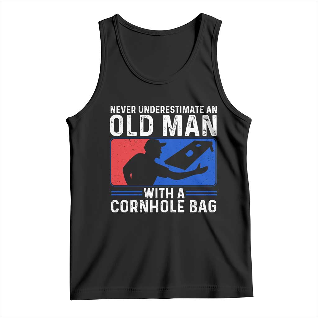 Funny Cornhole Player Tank Top Never Underestimate An Old Man With A Cornhole Bag