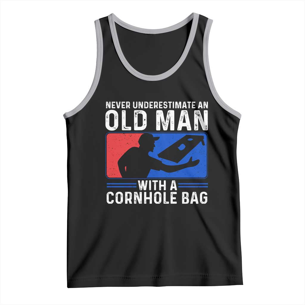 Funny Cornhole Player Tank Top Never Underestimate An Old Man With A Cornhole Bag