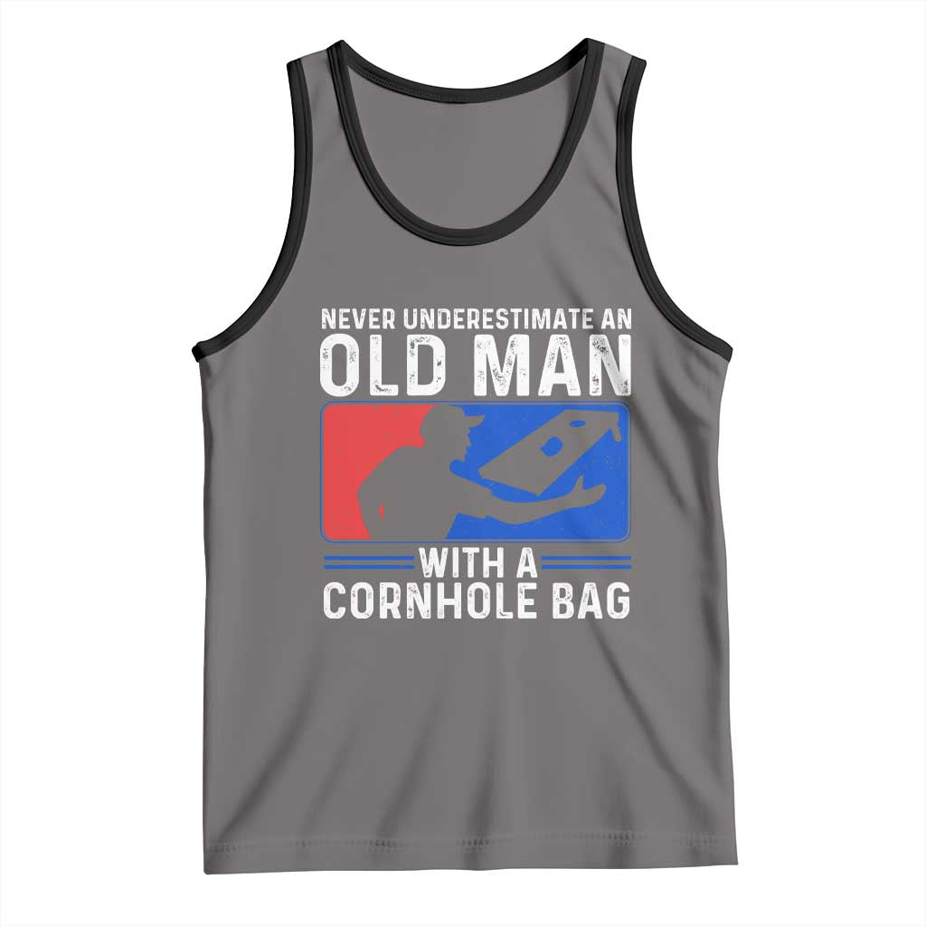 Funny Cornhole Player Tank Top Never Underestimate An Old Man With A Cornhole Bag