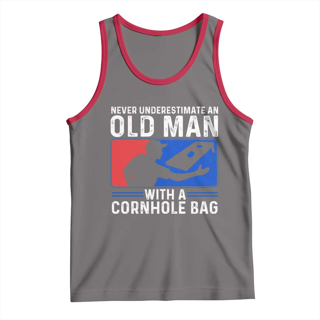 Funny Cornhole Player Tank Top Never Underestimate An Old Man With A Cornhole Bag
