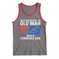 Funny Cornhole Player Tank Top Never Underestimate An Old Man With A Cornhole Bag
