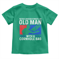 Funny Cornhole Player Toddler T Shirt Never Underestimate An Old Man With A Cornhole Bag