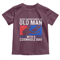 Funny Cornhole Player Toddler T Shirt Never Underestimate An Old Man With A Cornhole Bag