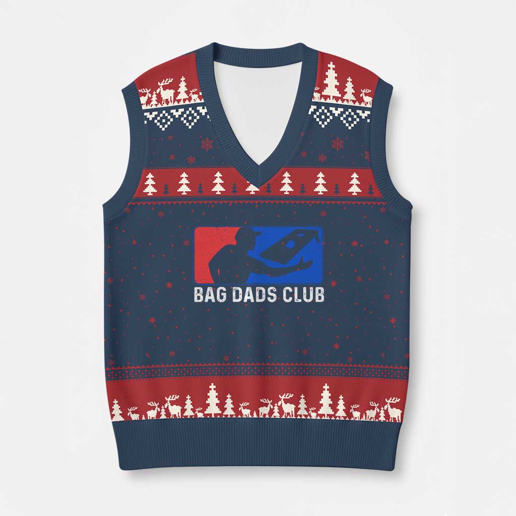 Funny Cornhole Bag Dads Club V-Neck Knit Sweater Vest