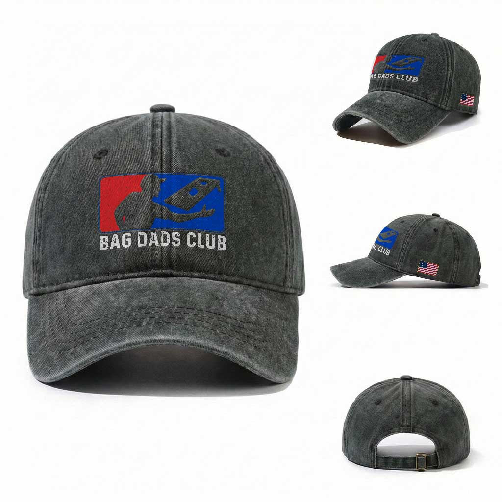 Funny Cornhole Bag Dads Club Washed Cotton Baseball Cap