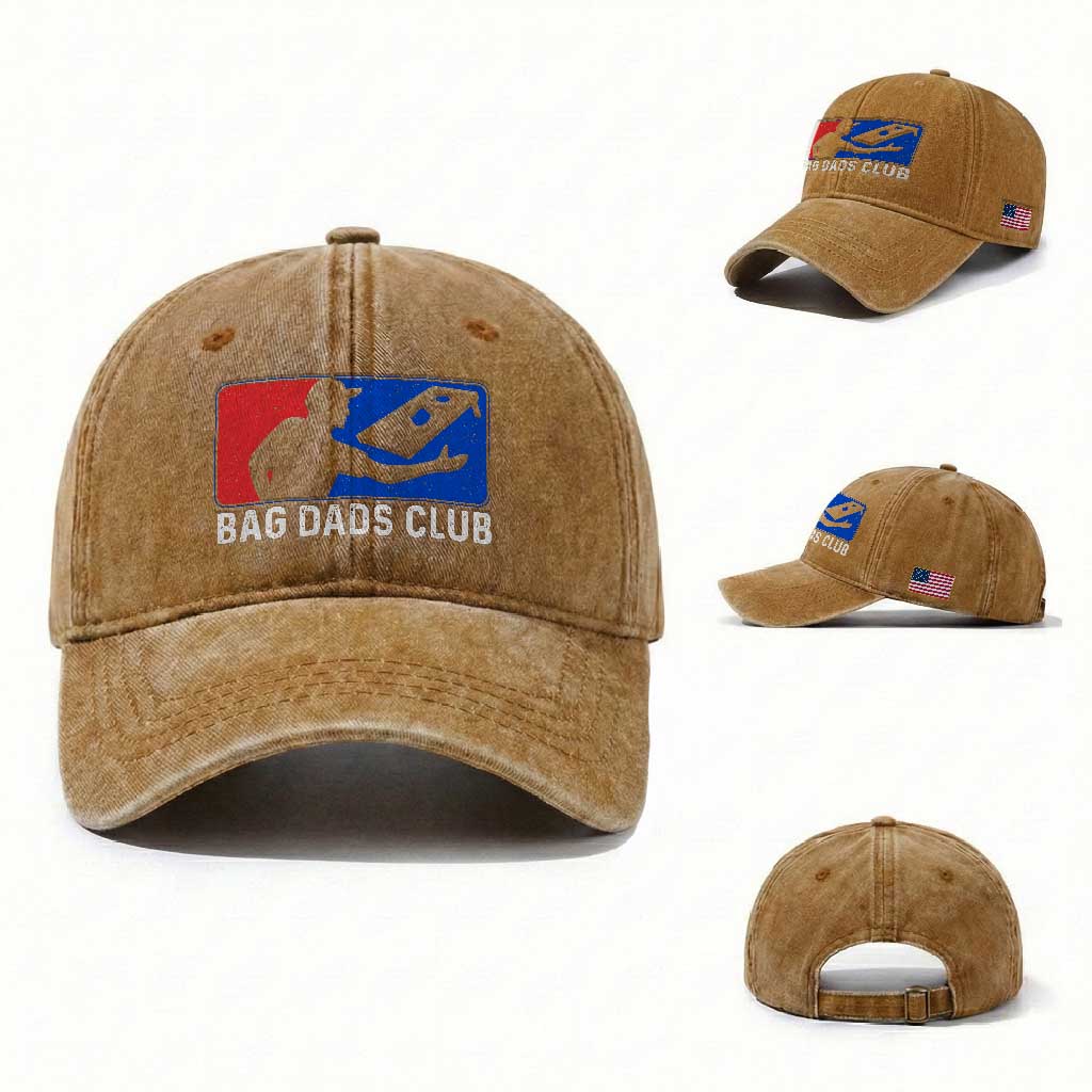 Funny Cornhole Bag Dads Club Washed Cotton Baseball Cap