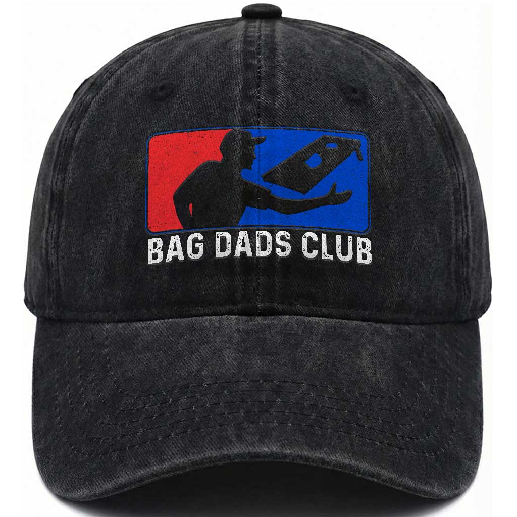 Funny Cornhole Bag Dads Club Washed Cotton Baseball Cap