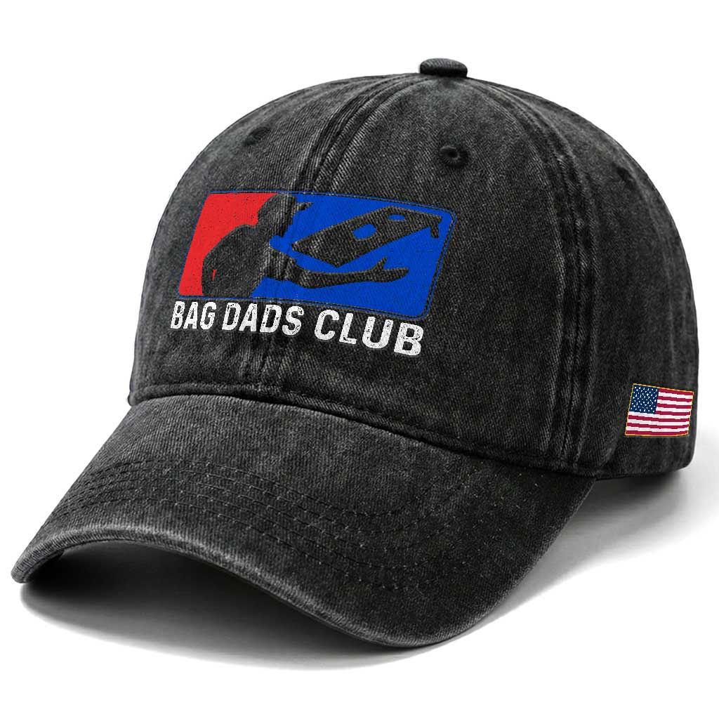 Funny Cornhole Bag Dads Club Washed Cotton Baseball Cap