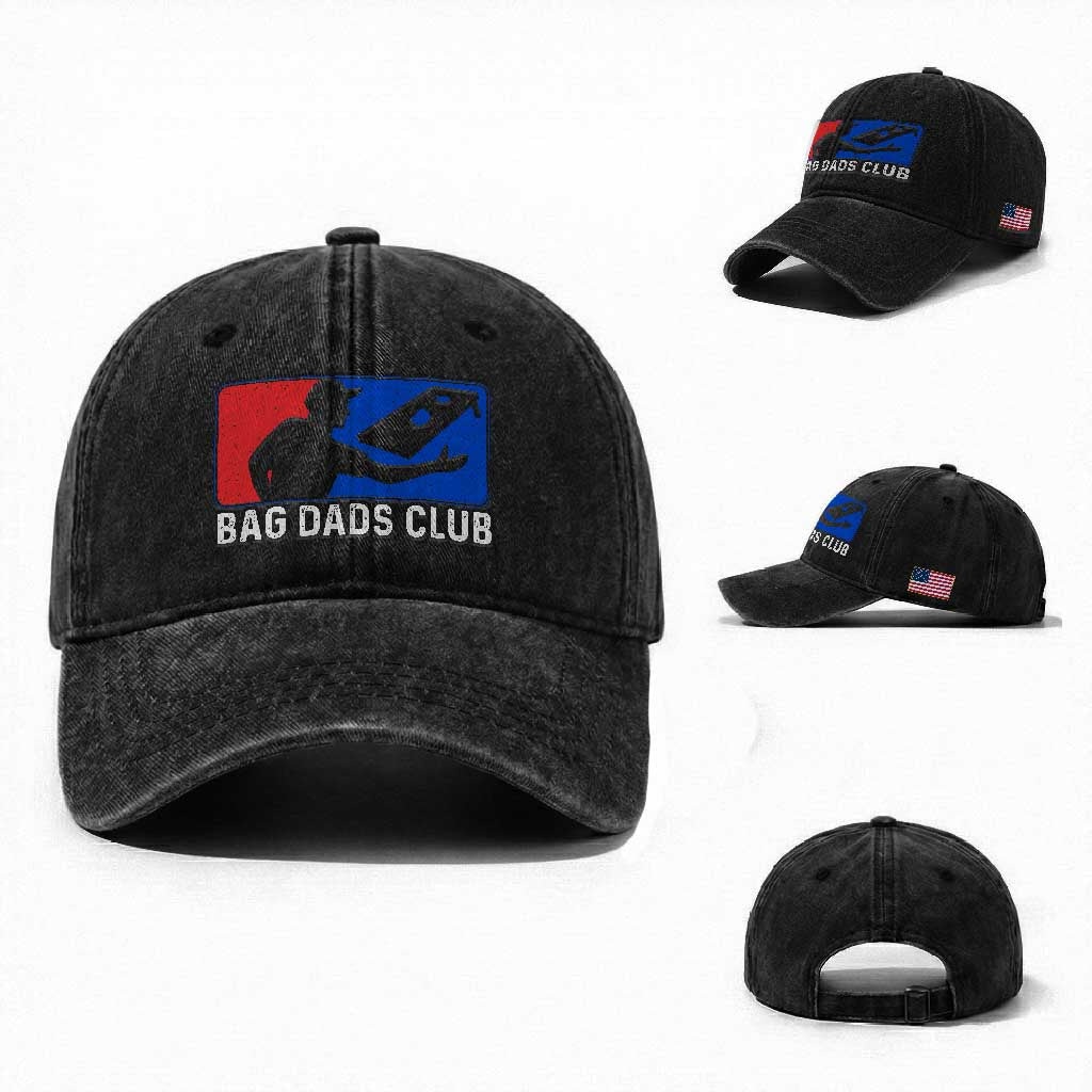 Funny Cornhole Bag Dads Club Washed Cotton Baseball Cap