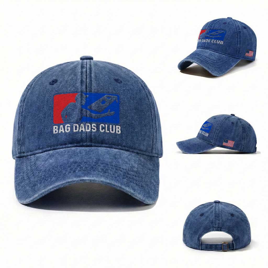 Funny Cornhole Bag Dads Club Washed Cotton Baseball Cap