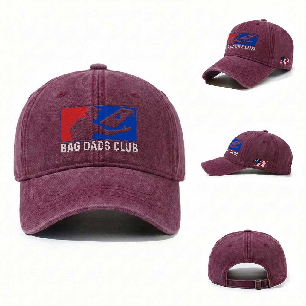 Funny Cornhole Bag Dads Club Washed Cotton Baseball Cap