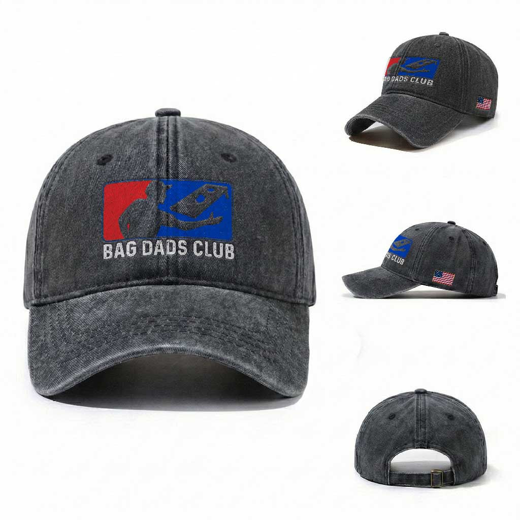 Funny Cornhole Bag Dads Club Washed Cotton Baseball Cap