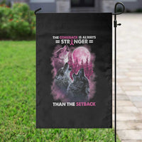 Pink Breast Cancer Garden Flag Pink Ribbon Comeback Stronger Than Setback Wolf Moon - Wonder Print Shop
