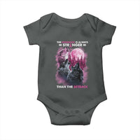 Pink Breast Cancer Baby Onesie Pink Ribbon Comeback Stronger Than Setback Wolf Moon - Wonder Print Shop