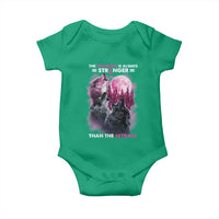 Pink Breast Cancer Baby Onesie Pink Ribbon Comeback Stronger Than Setback Wolf Moon - Wonder Print Shop