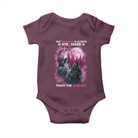 Pink Breast Cancer Baby Onesie Pink Ribbon Comeback Stronger Than Setback Wolf Moon - Wonder Print Shop