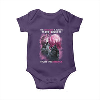 Pink Breast Cancer Baby Onesie Pink Ribbon Comeback Stronger Than Setback Wolf Moon - Wonder Print Shop