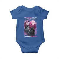 Pink Breast Cancer Baby Onesie Pink Ribbon Comeback Stronger Than Setback Wolf Moon - Wonder Print Shop