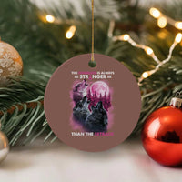 Pink Breast Cancer Ceramic Ornament Pink Ribbon Comeback Stronger Than Setback Wolf Moon - Wonder Print Shop
