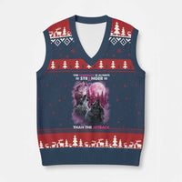 Pink Breast Cancer V-Neck Knit Sweater Vest Pink Ribbon Comeback Stronger Than Setback Wolf Moon - Wonder Print Shop