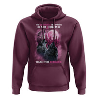 Pink Breast Cancer Hoodie Pink Ribbon Comeback Stronger Than Setback Wolf Moon - Wonder Print Shop