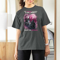Pink Breast Cancer T Shirt For Women Pink Ribbon Comeback Stronger Than Setback Wolf Moon - Wonder Print Shop