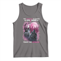 Pink Breast Cancer Tank Top Pink Ribbon Comeback Stronger Than Setback Wolf Moon - Wonder Print Shop